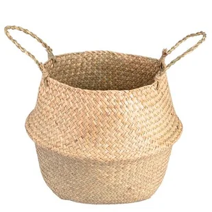 Koszyk/doniczka słomkowa 20 x 26 x 23 cm beżowy - Donice - miniaturka - grafika 1