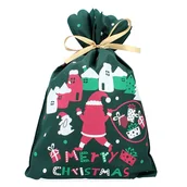Opakowania i torebki na prezenty - Worek na prezenty zielony ze wzorkami świąteczne torebka 30x45cm - miniaturka - grafika 1
