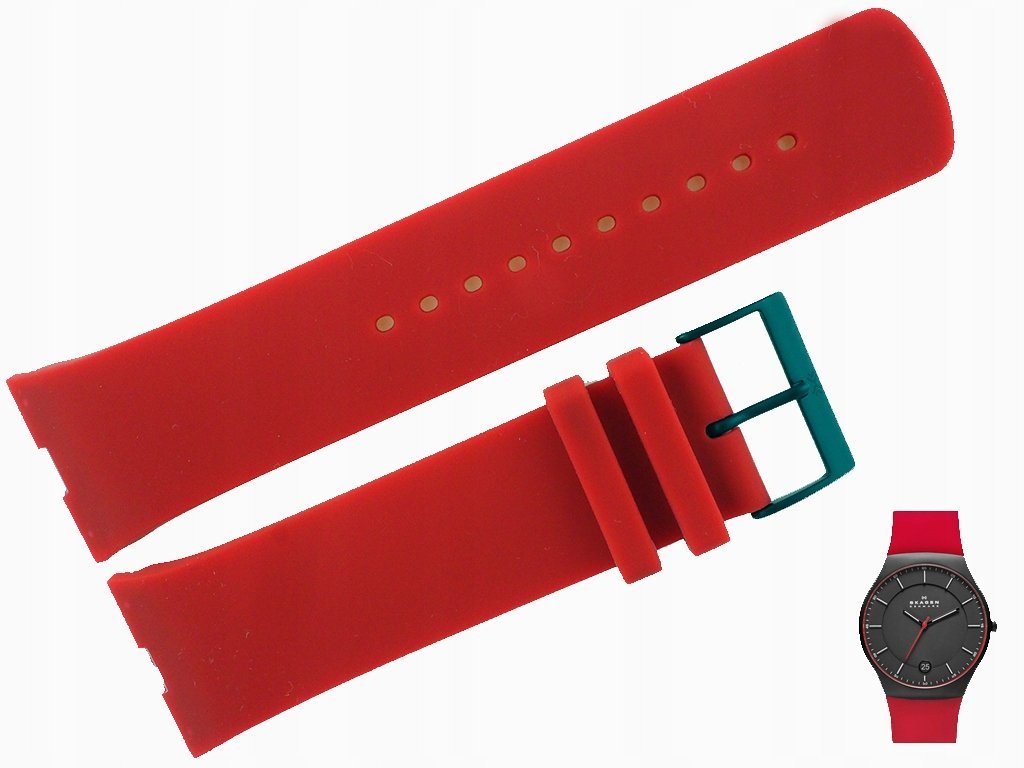 Pasek do Skagen SKW6073 SKW6075 SKW6074 silikonowy czerwony