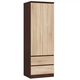 Szafa AKORD S60 Wenge 60 cm - 2 drzwi, 2 szuflady, fronty kolor Dąb Sonoma, mat, 1 półka - 60x51x180 cm - Szafy - miniaturka - grafika 1