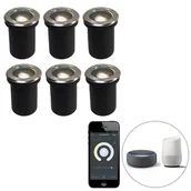 Oprawy, klosze i abażury - QAZQA Zestaw 6 inteligentnych  regulowanych reflektorów naziemnych z Wi-Fi GU10 - Delux - miniaturka - grafika 1