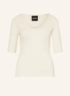 Swetry damskie - Boss Dzianinowa Koszulka Falonka weiss - BOSS - miniaturka - grafika 1