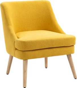 HOMCOM krzesło do jadalni z podłokietnikiem krzesło do salonu krzesło biurowe krzesło tapicerowane nowoczesne drewno lniane żółte 63 x 69 x 79,5 cm - Krzesła - miniaturka - grafika 1
