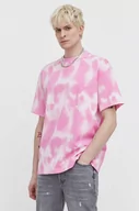 Koszulki męskie - HUGO t-shirt bawełniany męski kolor różowy wzorzysty - Hugo - miniaturka - grafika 1