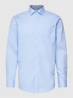 Koszule męskie - Koszula biznesowa o kroju regular fit z nakładaną kieszenią na piersi - miniaturka - grafika 1