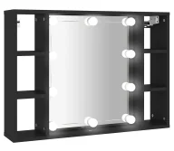 Toaletki - Czarna toaletka z lustrem na blat lub wisząca N5-W38 - miniaturka - grafika 1