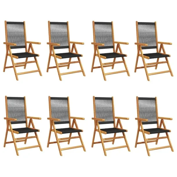Rozkładane krzesło ogrodowe z litego drewna akacjowego, czarne, 57x70x85-