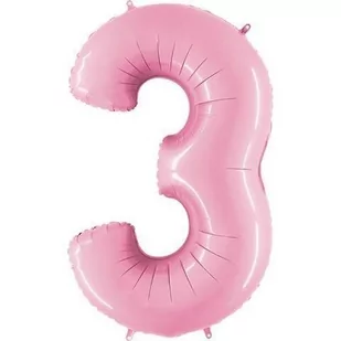 Balon Foliowy Cyfra 3, pudrowy róż, 102cm Grabo - Balony i akcesoria - miniaturka - grafika 1