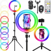 Lampy studyjne - Lampa Pierścieniowa Rgb Led Makijaż Statyw Selfie Zd666 - miniaturka - grafika 1