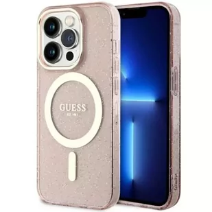 Guess GUHMP14XHCMCGP do Apple iPhone 14 Pro Max 6,7" różowy/pink hardcase Glitter Gold MagSafe - Etui i futerały do telefonów - miniaturka - grafika 1