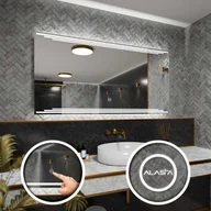 Lustra - Prostokątne lustro łazienkowe z podświetleniem LED i włącznikiem dotykowym - Birma - 120 x 100cm - miniaturka - grafika 1