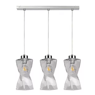 Lampa wisząca 3-punktowa, Twist, 52x10x110 cm, chrom, transparentny - Lampy sufitowe - miniaturka - grafika 1