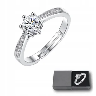 Pierścionek Damski Srebrny Kryształki Regulowany Klasyczny Idealny Prezent - Pierścionki - miniaturka - grafika 1