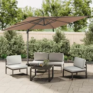 Parasole ogrodowe - vidaXL Wiszący parasol z LED, kolor taupe, 400x300 cm - miniaturka - grafika 1