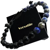 Bransoletki - Piękna REGULOWANA Bransoletka CZARNY TURMALIN I LAPIS LAZULI JAKOŚĆ - miniaturka - grafika 1