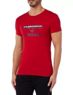 Koszulki męskie - Emporio Armani Męski t-shirt Crew Neck Megalogo, czerwony, L - miniaturka - grafika 1