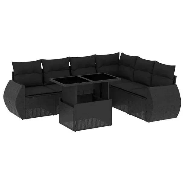 Modułowy zestaw wypoczynkowy z rattanu PE czarny, wymiary: 62x62x69 cm, 55