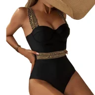 Stroje kąpielowe - JEDNOCZĘŚCIOWY STRÓJ KĄPIELOWY DAMSKI KOSTIUM WYSZCZUPLAJĄCY PUSH UP M - miniaturka - grafika 1