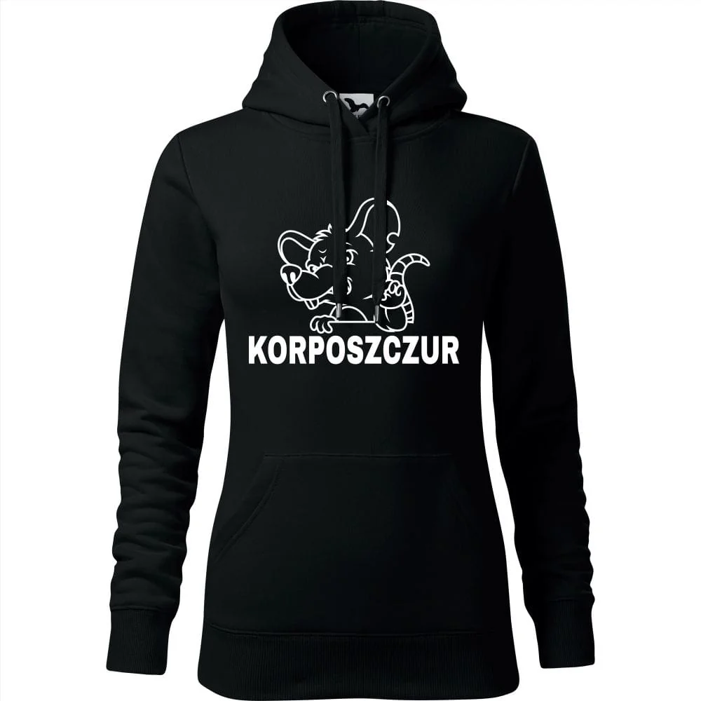 Damska Bluza Z Kapturem - Korposzczur 01 Czarny S