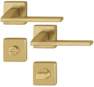 Klamki - Bergamo - Klamki z kwadratowym szyldem do WC z mosiądzu, złoty F78-1 Resista - miniaturka - grafika 1