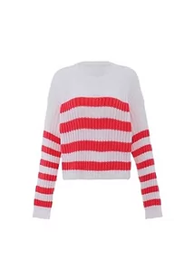 Libbi Damski sweter w paski WOLLBIAŁY Koral XL/XXL, Wełna biała, koralowa, XL - Swetry damskie - miniaturka - grafika 1