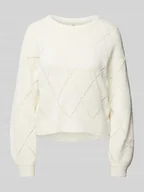 Swetry damskie - Sweter z dzianiny o kroju comfort fit z ażurowym wzorem model ‘GEENAS’ - miniaturka - grafika 1