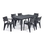 Meble ogrodowe - Zestaw ogrodowy Julie stół + 6 krzeseł grafit - miniaturka - grafika 1
