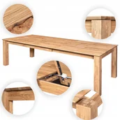 Stoły - Stół Do Jadalni Rozkładany Lite Drewno Dębowe 200-300x100 cm Padua - miniaturka - grafika 1