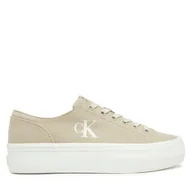 Trampki damskie - Tenisówki Calvin Klein Jeans Vulc Flatform Low Cv Mg YW0YW01763 Beżowy - miniaturka - grafika 1