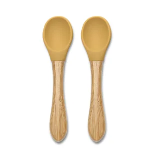 Łyżeczki Silikonowe z Bambusem 2szt Bezpieczne Miękkie Antybakteryjne Lorelli - Sztućce dla dzieci - miniaturka - grafika 1