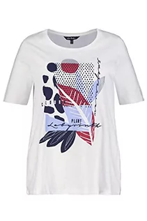 Koszulki i topy damskie - Ulla Popken Damska koszulka z nadrukiem liści, biały, 62 - grafika 1