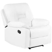 Fotele - Beliani Fotel skóra ekologiczna biały rozkładany BERGEN - miniaturka - grafika 1