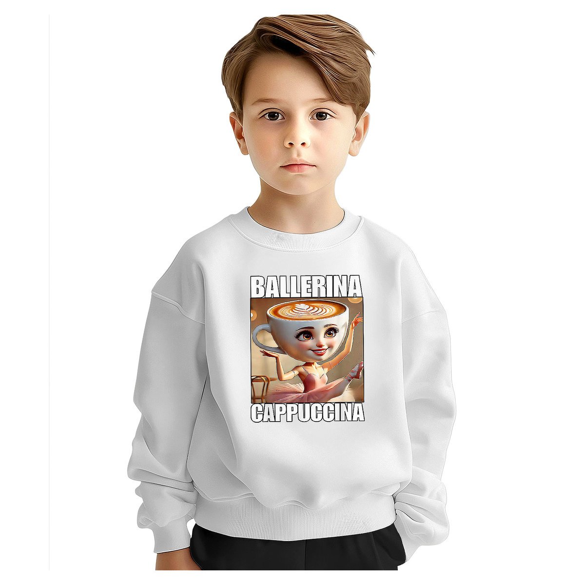 BLUZA DZIECIĘCA BRAINROT CAPPUCCINA BALLERINA 122-128 DLA DZIEWCZYNKI