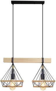 Lampa wisząca z drewnem, do jadalni 8803/2 WD z serii PIRAMIDA - Lampy sufitowe - miniaturka - grafika 1