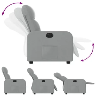 Elektryczny fotel rozkładany, jasnoszary, obity tkaniną - Fotele - miniaturka - grafika 7