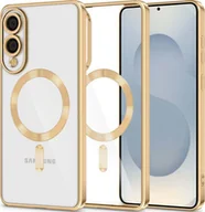 Etui i futerały do telefonów - Etui na telefon komórkowy z osłoną aparatu dla Galaxy S25 Edge, Tech-Protect MagFlex dla MagSafe, przezroczyste i złote - miniaturka - grafika 1