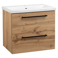 Szafki łazienkowe - Szafka łazienkowa z umywalką wisząca pod umywalkę dąb wotan 60 cm zestaw - miniaturka - grafika 1