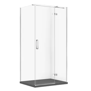 Kabina prysznicowa Cersanit Jota 100x80x195 prostokątna chrom transparentne z brodzikiem tako slim szary mat S601-426 - Kabiny prysznicowe - miniaturka - grafika 1