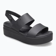 Pływanie - Sandały damskie Crocs Brooklyn Low Wedge black/black - miniaturka - grafika 1