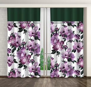 Zasłona Gotowa Na Żabki, 160X250, Biała W Kwiaty, Zml-019 - Zasłony - miniaturka - grafika 1