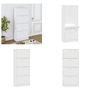 vidaXL Szafka na buty biała 63x24x147 cm Materiał drewnopochodny - Stojak na buty - Półki na buty - Przechowywanie butów - Szafka na buty - Szafki na buty - miniaturka - grafika 1