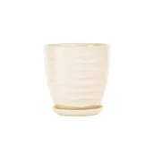 Donice - Doniczka ceramiczna z podstawką duna 18 x 17 cm krem połysk symbol 3011 - miniaturka - grafika 1