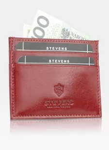 Etui Skórzane Na Karty SLIM Portfe Cardholder Stevens Czerwone - Etui na klucze - miniaturka - grafika 1