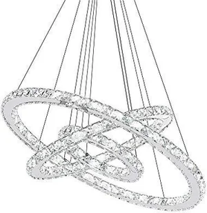 TRMLBE 96W Luksusowy nowoczesny kryształowy żyrandol wiszący Lampa sufitowa Led z dwoma pierścieniami (96W zimna biel) - Lampy sufitowe - miniaturka - grafika 1