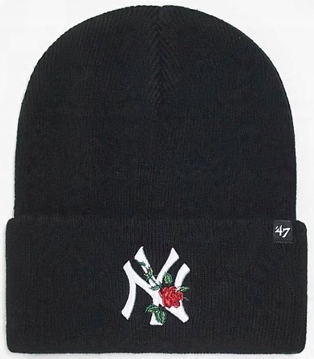CZAPKA ZIMOWA '47 NEW YORK YANKEES NYJ CZARNA ROSE DAMSKA CIEPŁA RÓŻA