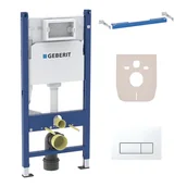 Stelaże i zestawy podtynkowe do WC - Geberit Zestaw podtynkowy stelaż WC z przyciskiem uszczelką i wspornikami - miniaturka - grafika 1
