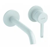 Baterie umywalkowe - KLUDI 202445315 NOVA FONTE Pura ścienna bateria umywalkowa, wysięg wylewki 180 mm; biały mat - miniaturka - grafika 1