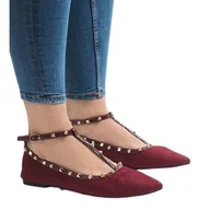 Baleriny - Bordowe balerinki 127-13 czerwone - ButyModne - miniaturka - grafika 1