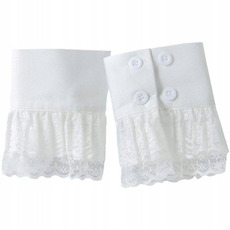 eleganckie białe MANKIETY fałszywe RĘKAWKI szykowne OZDOBY na nadgarstki