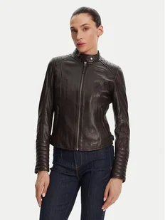 Serge Pariente Kurtka skórzana Louise Brązowy Slim Fit - Kurtki damskie - miniaturka - grafika 1
